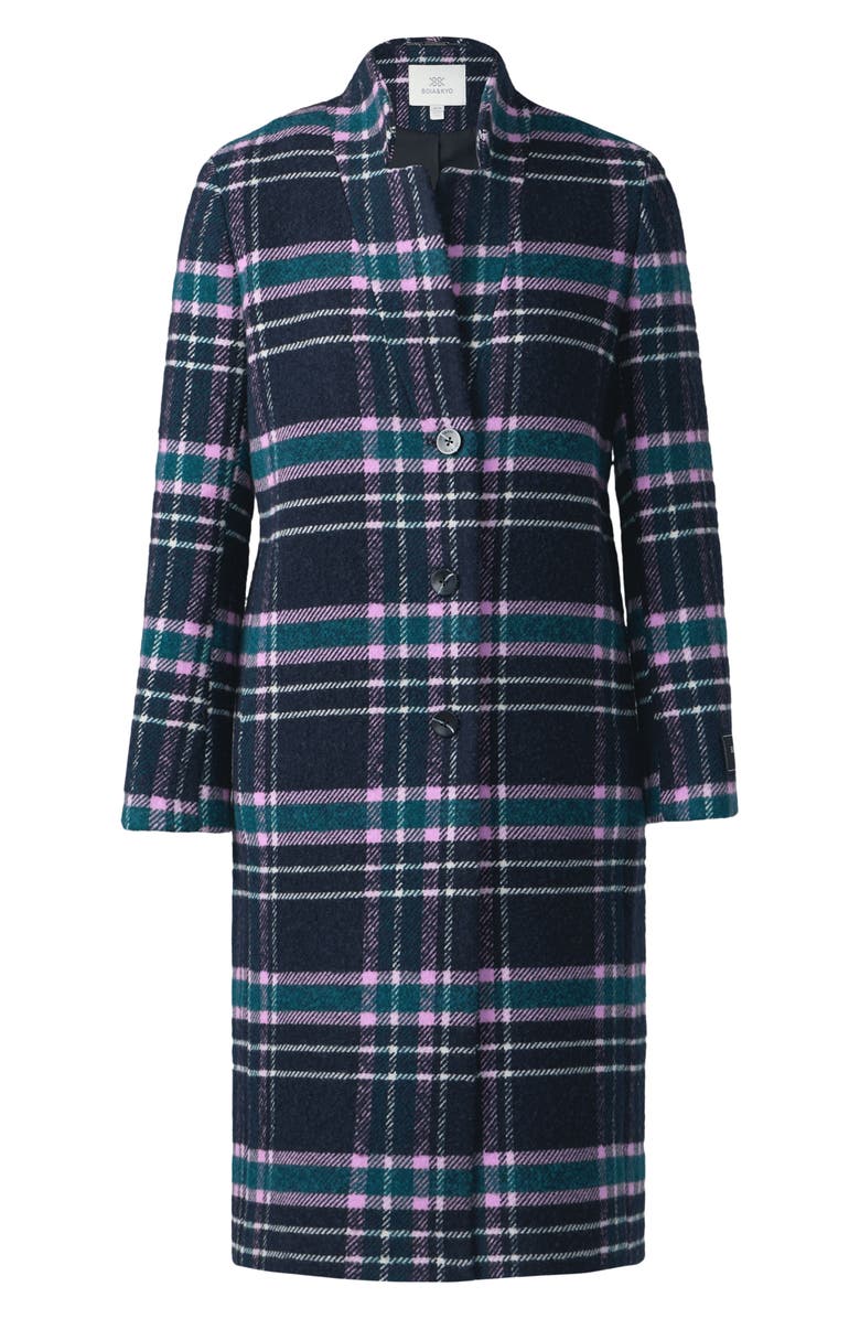 Soia & Kyo Diane Plaid Single Breasted Coat, Alternate, color, Indigo Multi