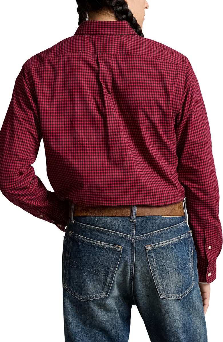 Polo Ralph Lauren Classic Fit Gingham Sanded Twill Button-Down Shirt, Alternate, color, 4192A Wine/Nero