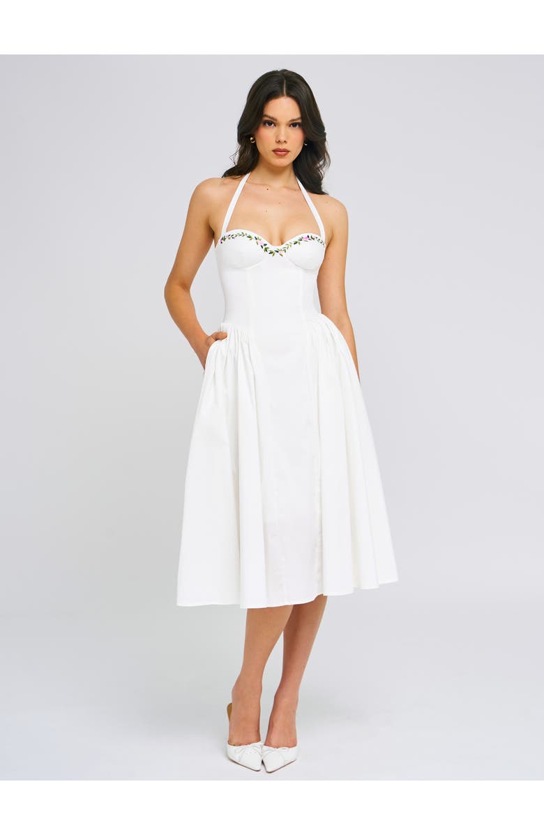 Miss Circle Gianna Embroidered Halter Maxi Dress, Main, color, White