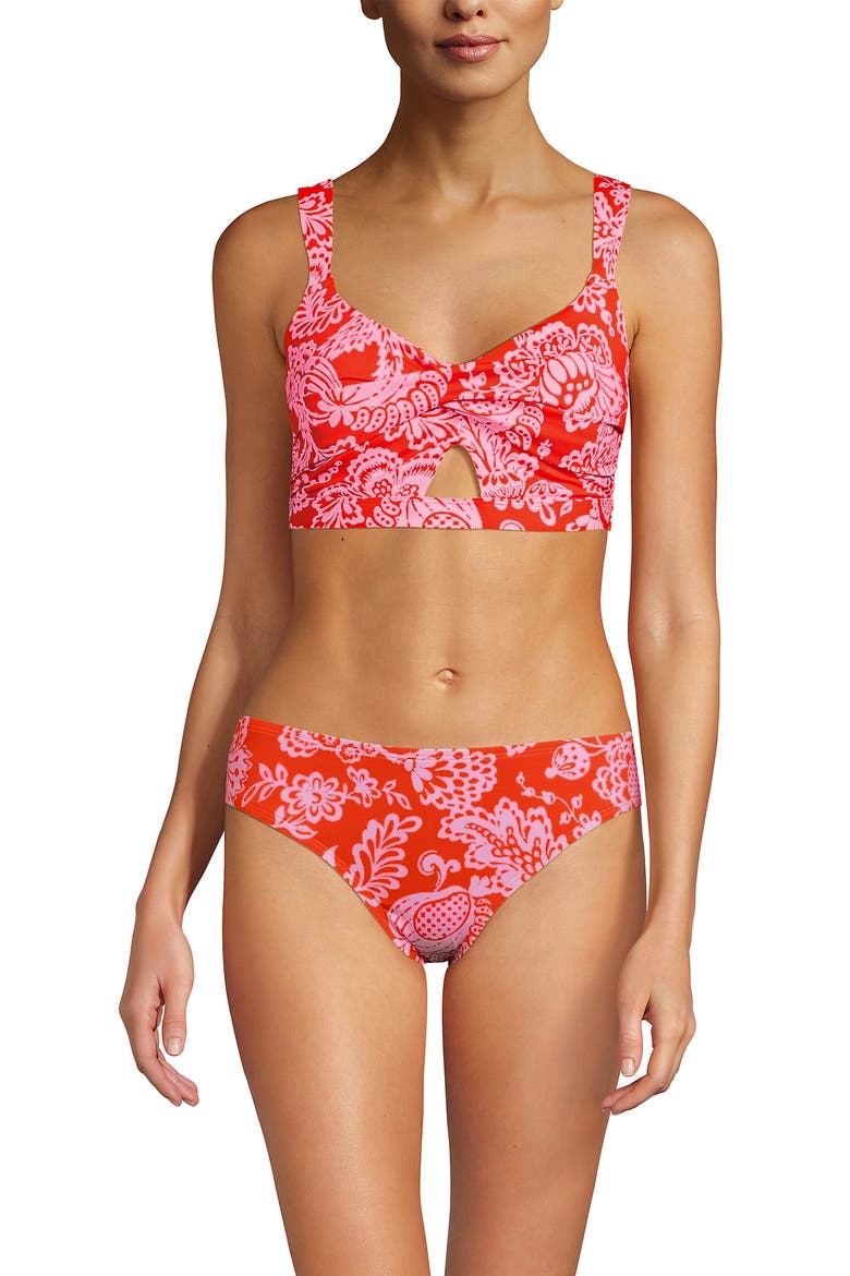 Twist Front Bikini Top, Alternate, color, Radiant Orange Floral Medley