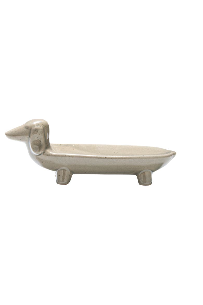 Grey Ceramic Dog Dish, Alternate, color, Grey