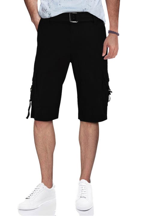 Belted Snap Button Cargo Shorts
