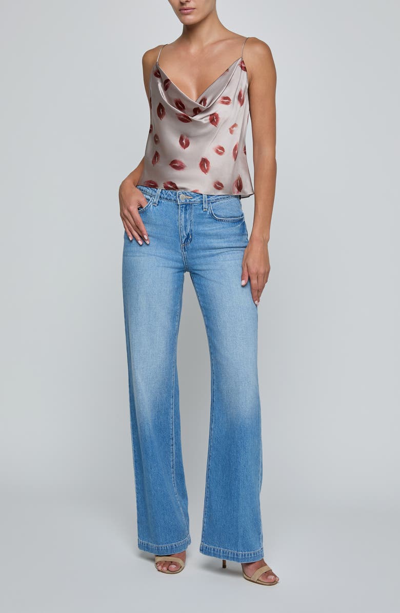 L'AGENCE Calista Cowl Neck Camisole, Alternate, color, Taupe/ Dk Red Fd Kiss