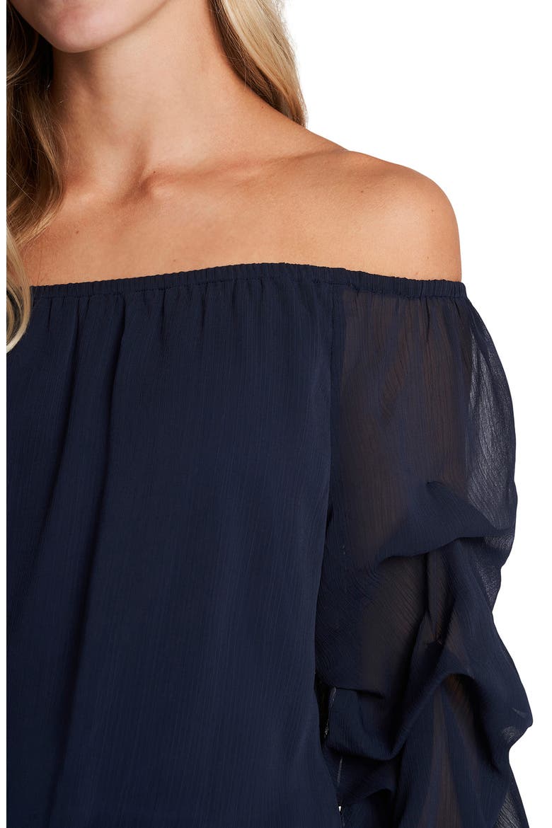 Off the Shoulder Tiered Sleeve Blouse, Alternate, color, CAVIAR