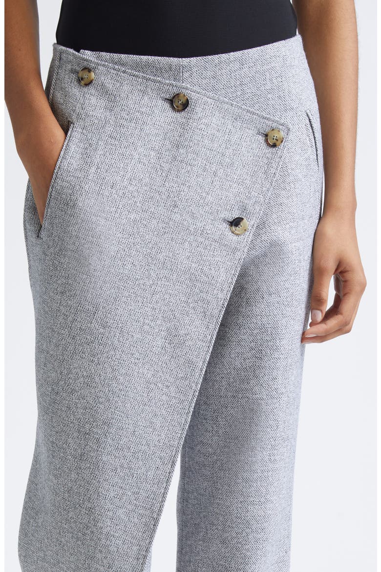 Oblique Caviar Asymmetric Wool Straight Leg Pants, Alternate, color, HERITAGE WHITE/ BLACK