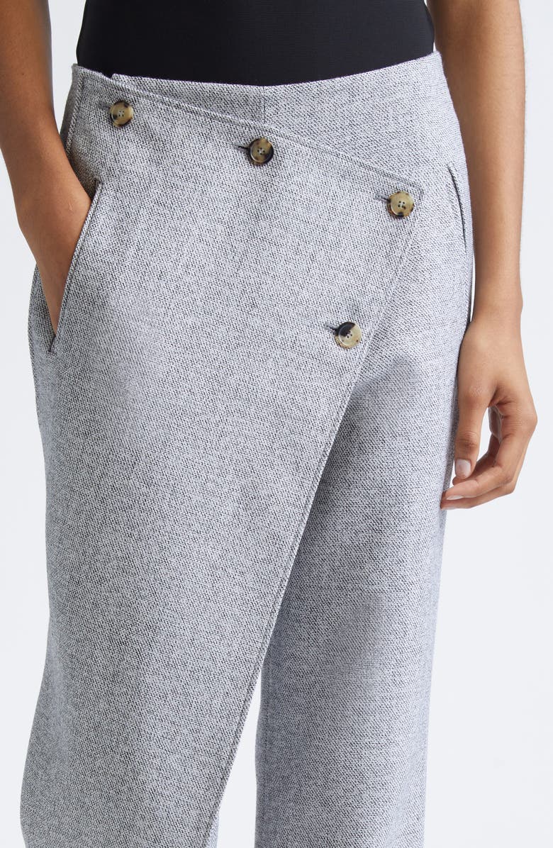 Courrèges Oblique Caviar Asymmetric Wool Straight Leg Pants, Alternate, color, Heritage White/ Black