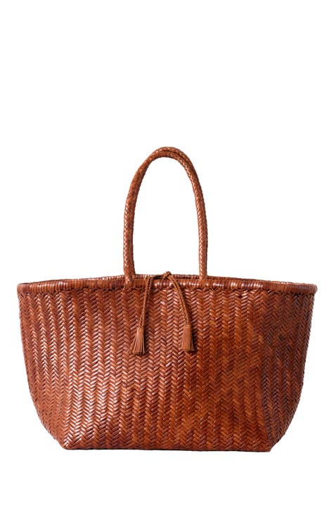 Leather Mercato Woven Tote