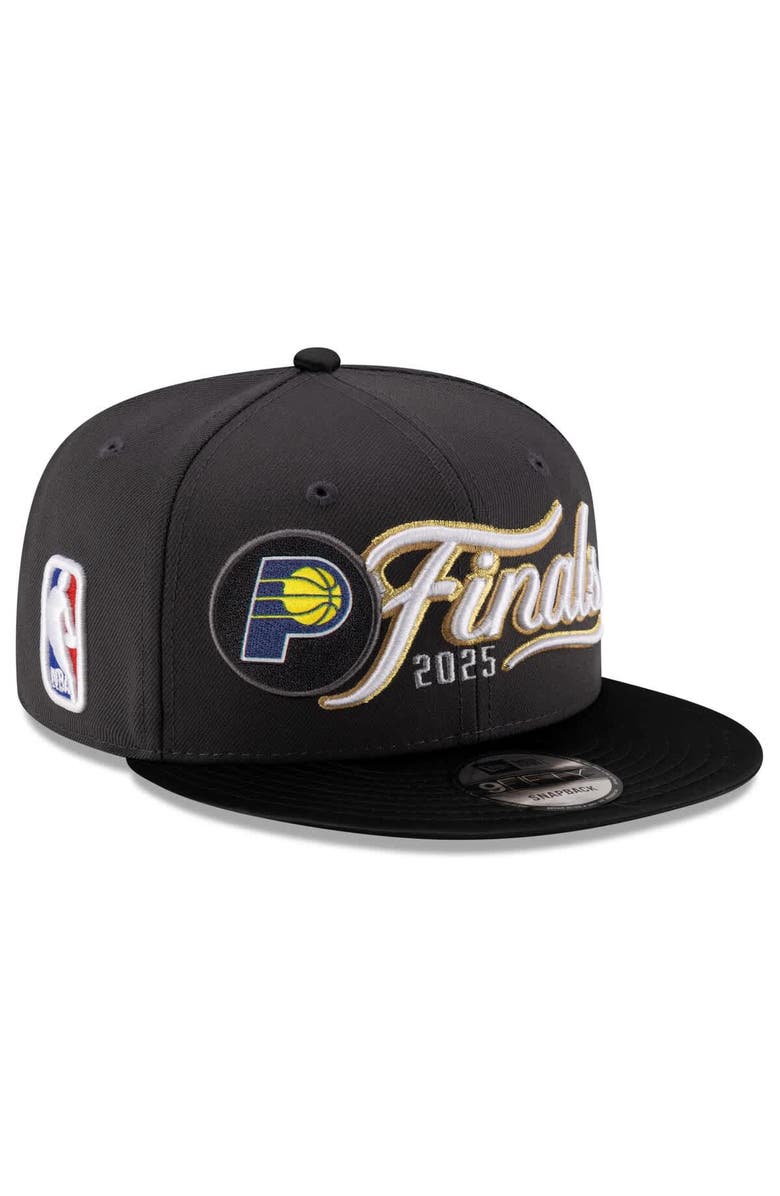 New Era Men's New Era Charcoal/Black Indiana Pacers 2025 Eastern Conference Champions Locker Room 9FIFTY Snapback Hat, Alternate, color, 