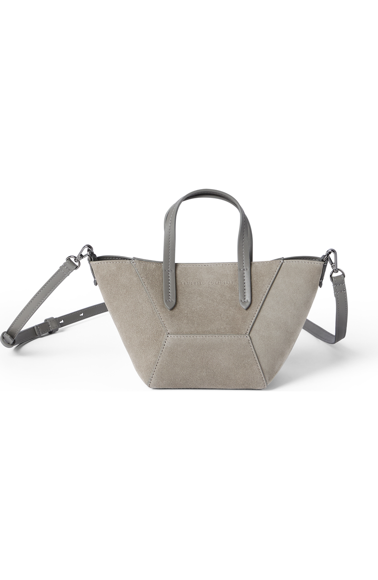 Brunello Cucinelli Suede mini BC Duo bag, Main, color, Green