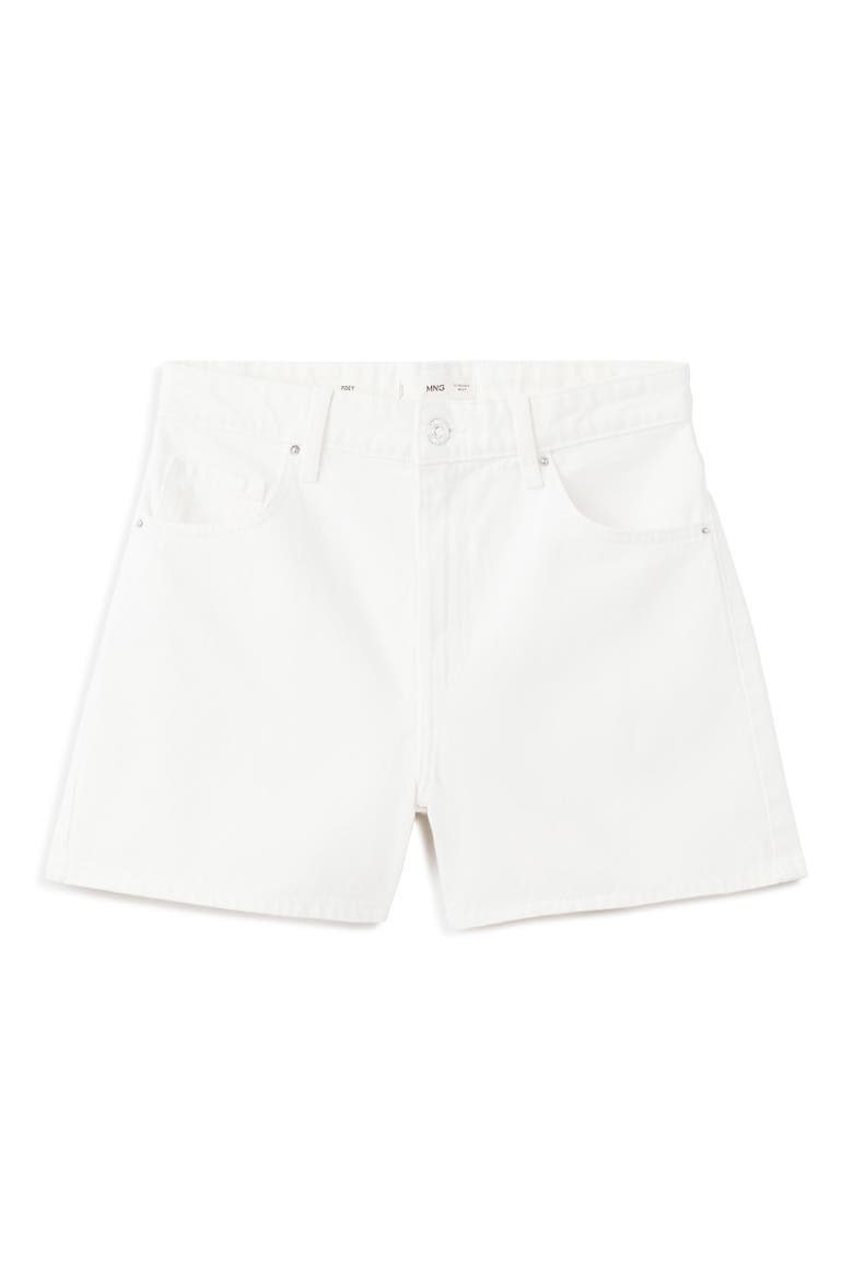 High Waist Straight Fit Denim Shorts, Main, color, WHITE