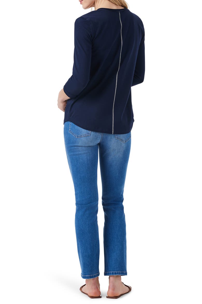 Rolled V-Neck T-Shirt, Alternate, color, DARK INDIGO