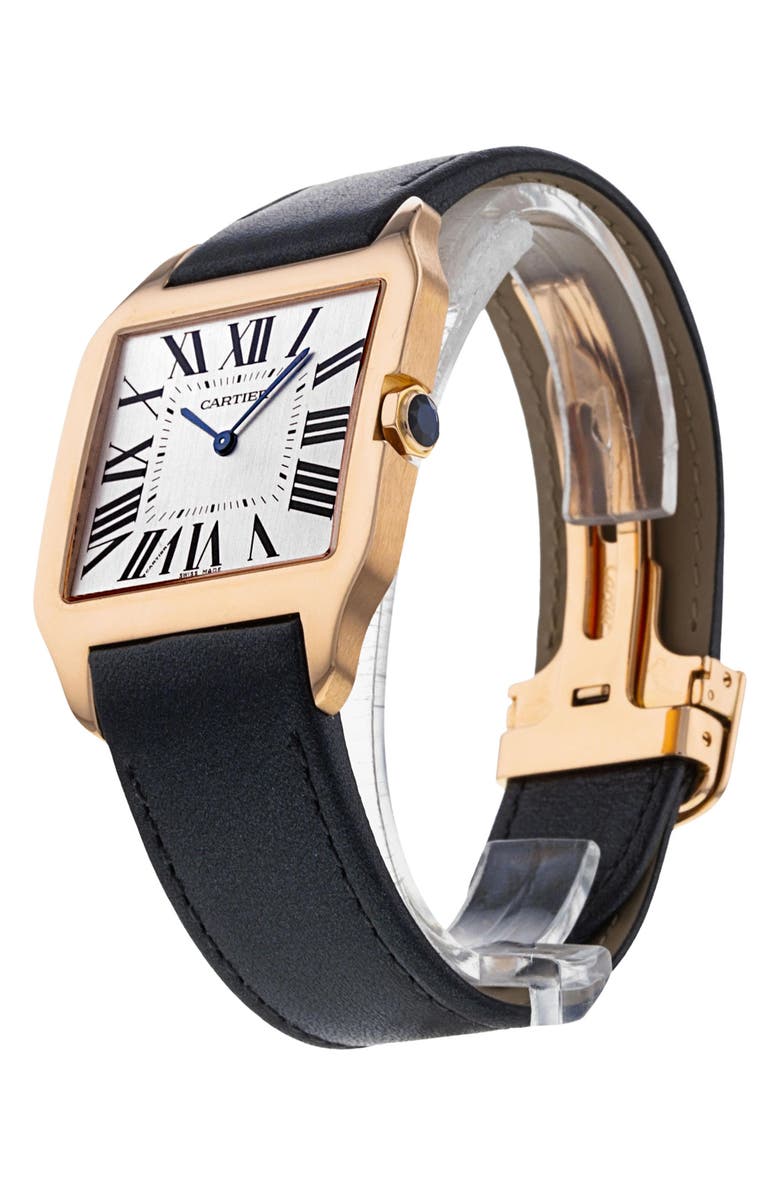 Watchfinder & Co. Cartier Preowned Santos Dumont Leather Strap Watch, 30mm, Alternate, color, 