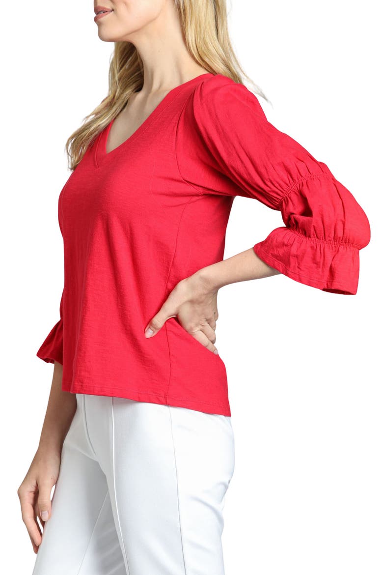 Renaissance Sleeve Cotton Slub Top, Alternate, color, ROCCO RED