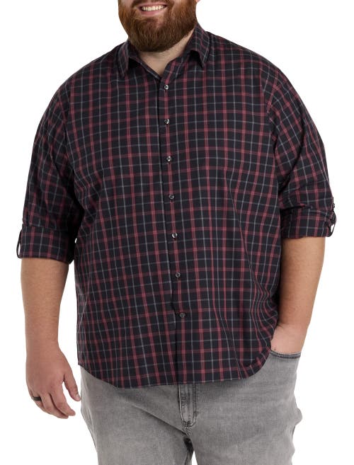 Synrgy By Dxl Plaid Sport Shirt In Black Red