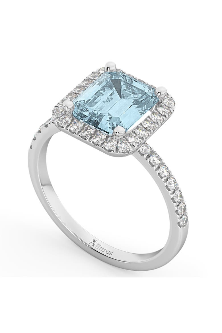 Lab Aquamarine & Lab Diamond Engagement Ring 14k, Alternate, color, 3.32ct/White Gold