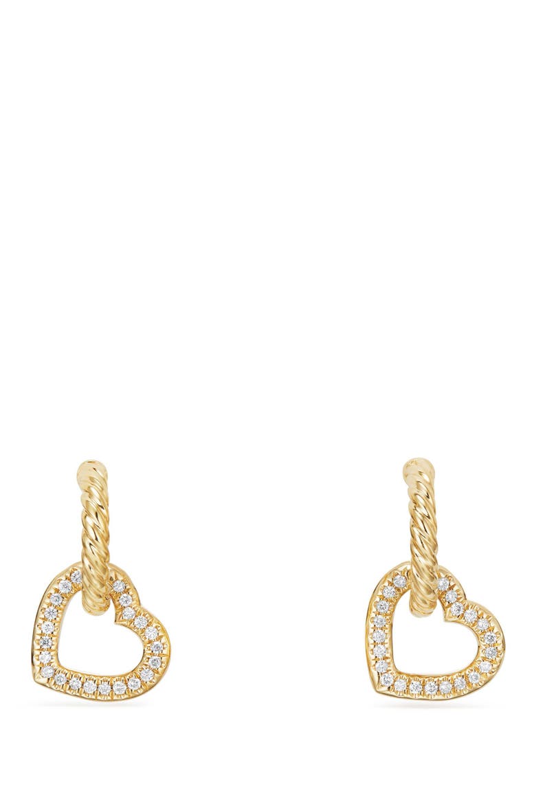 Heart Drop Earrings with Diamonds in 18K Gold, Alternate, color, GOLD