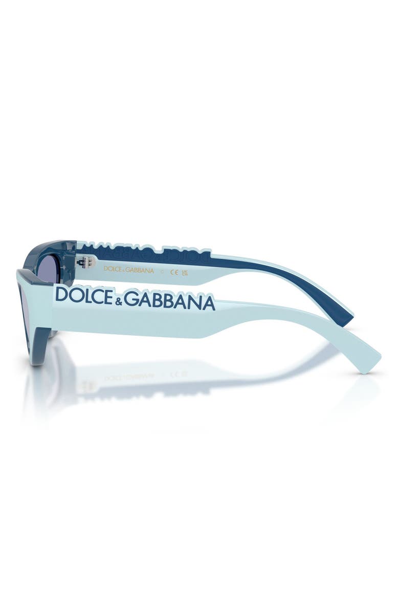 Dolce&Gabbana Kids' 47mm Small Cat Eye Sunglasses, Alternate, color, Azure Rubber/ Blue / Violet