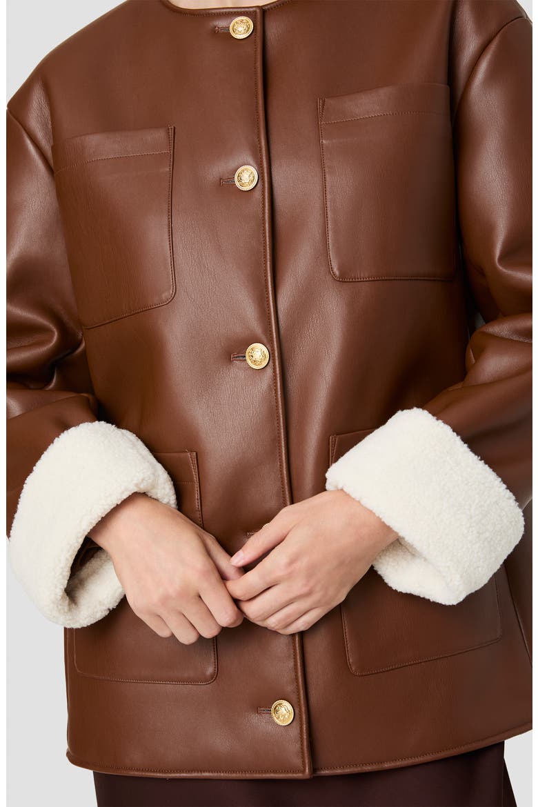 Porto Faux Leather Jacket, Alternate, color, DARK CARAMEL