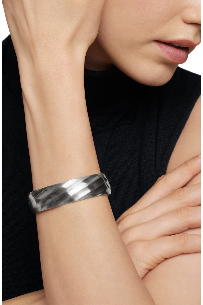Cable Edge Cuff Bracelet in Recycled Sterling Silver, Alternate, color, STERLING SILVER