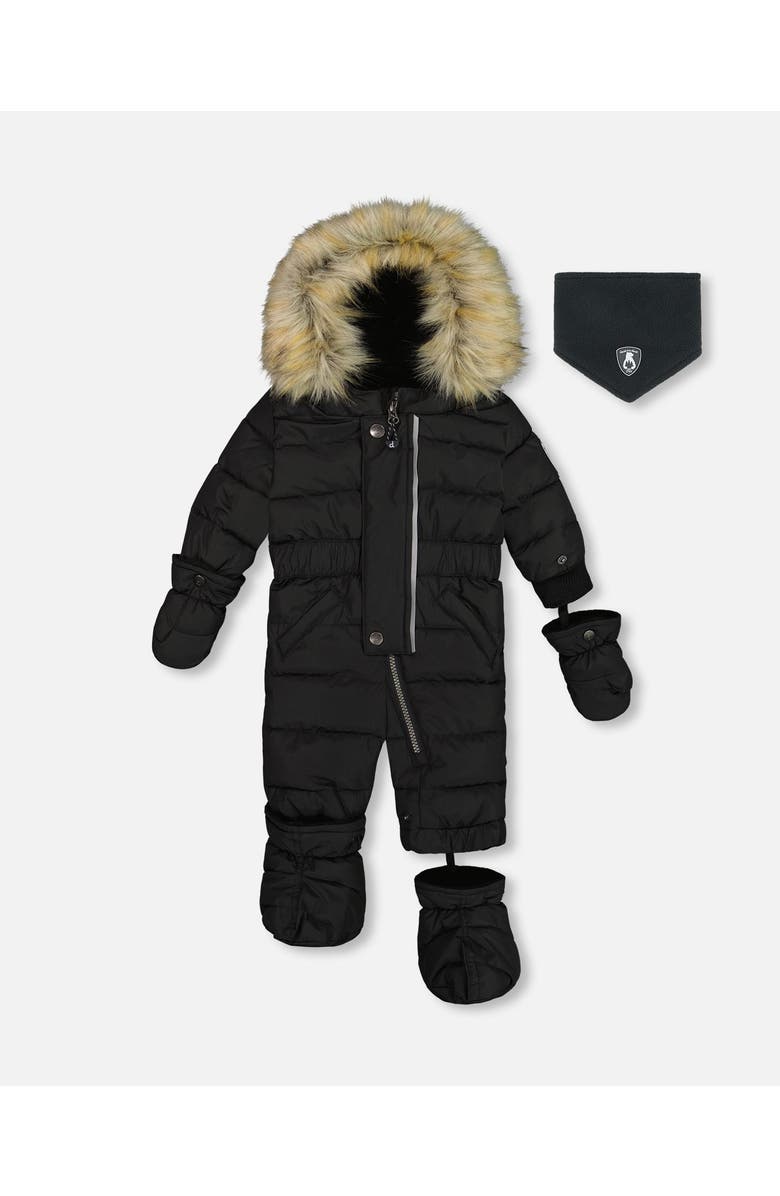 Deux par Deux Baby Unisex One Piece Baby Snowsuit Black, Main, color, 
