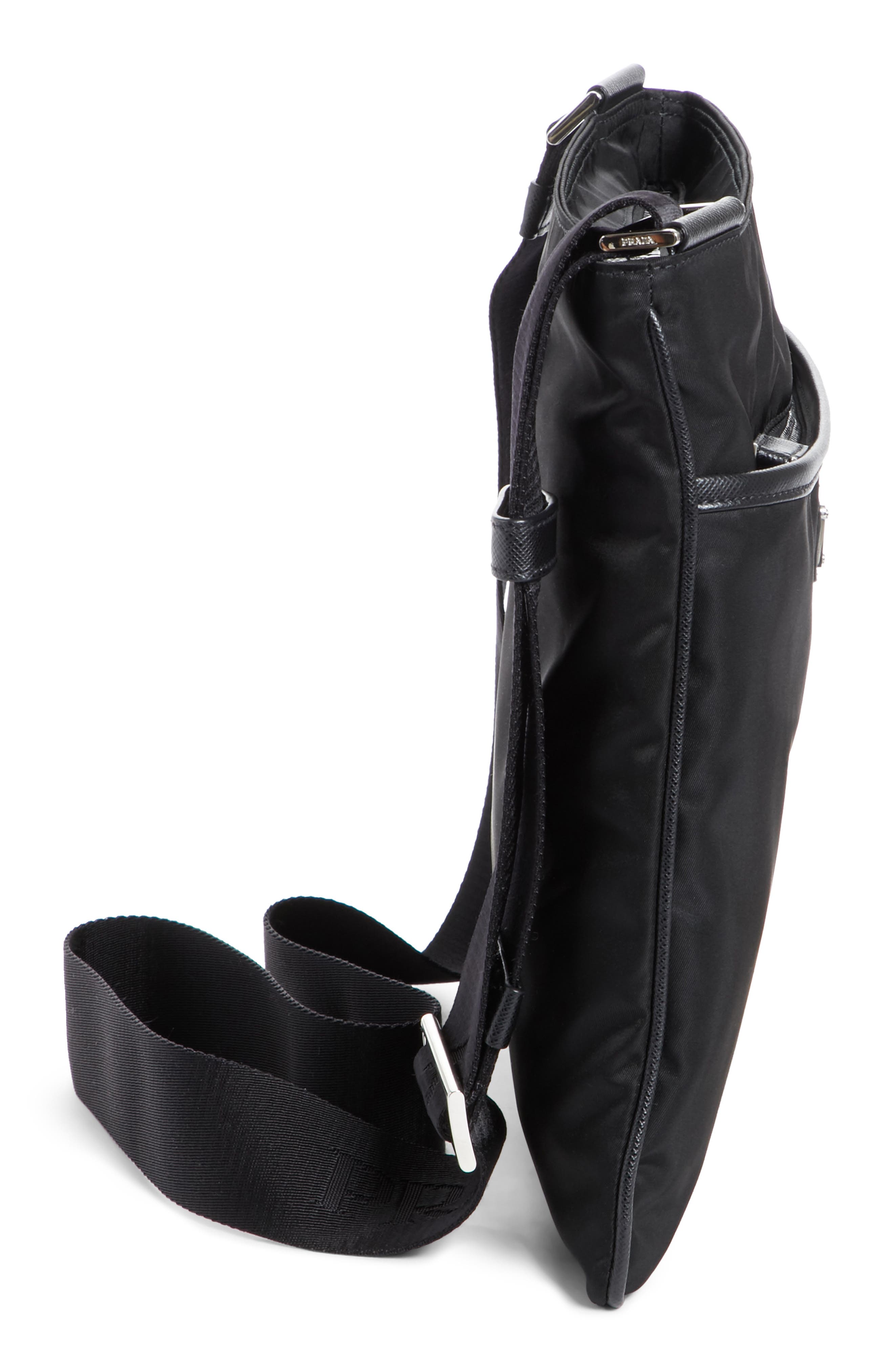 Prada Slim Compact Nylon Messenger Bag, Alternate, color, 