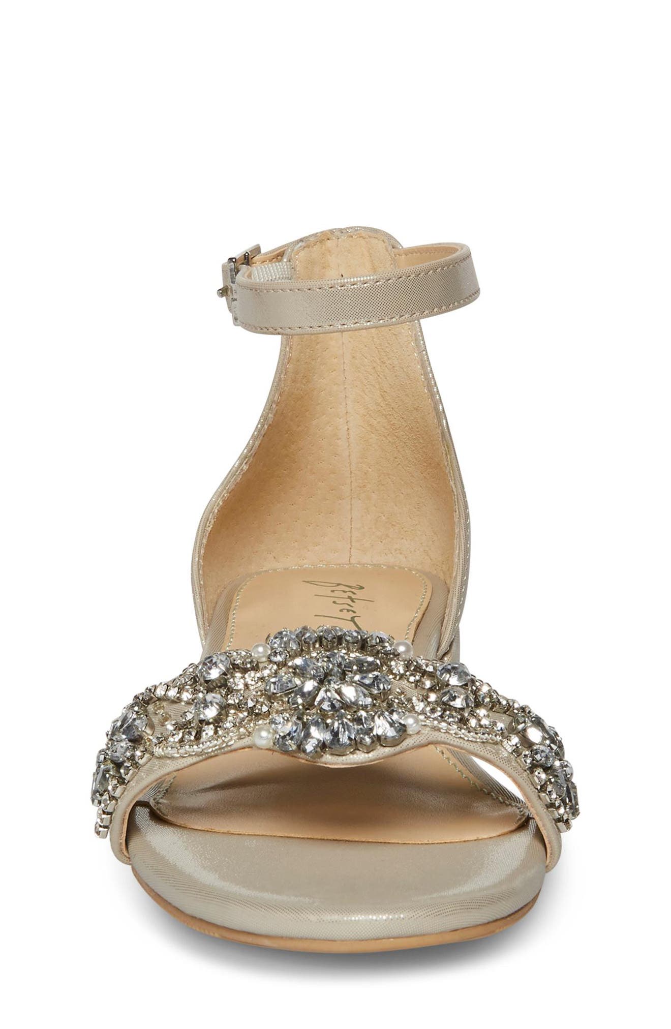 Betsey Johnson Crystal Ankle Strap Sandal, Alternate, color, 