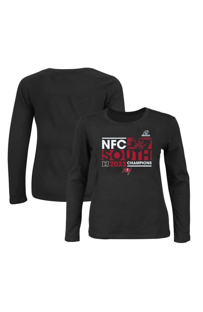 FANATICS Women's Fanatics Branded Black Tampa Bay Buccaneers 2023 NFC South Division Champions Plus Size Conquer Long Sleeve Scoop Neck T-Shirt, Alternate, color, 