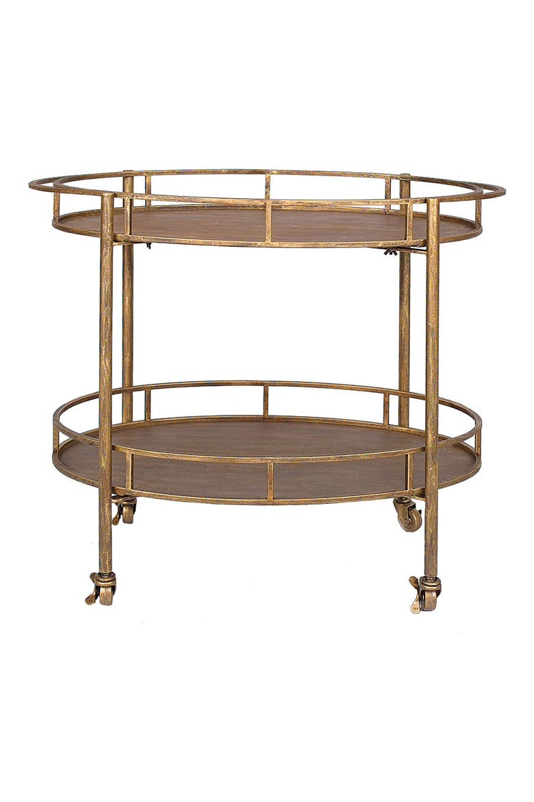 Two-Tier Metal Bar Cart, Main, color, GOLD