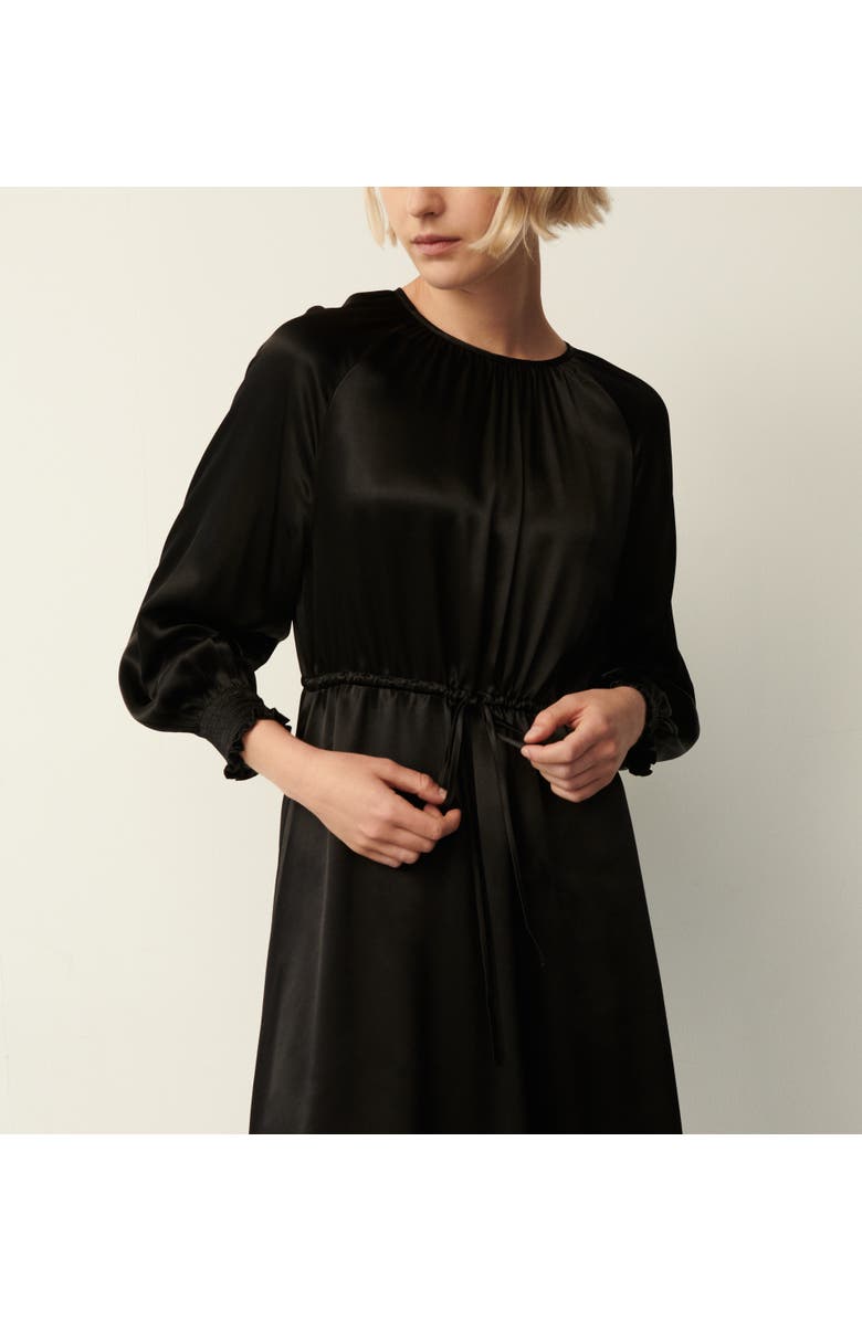 Finery London Florian 3/4 Sleeve Round Neck Midi Dress, Alternate, color, Black