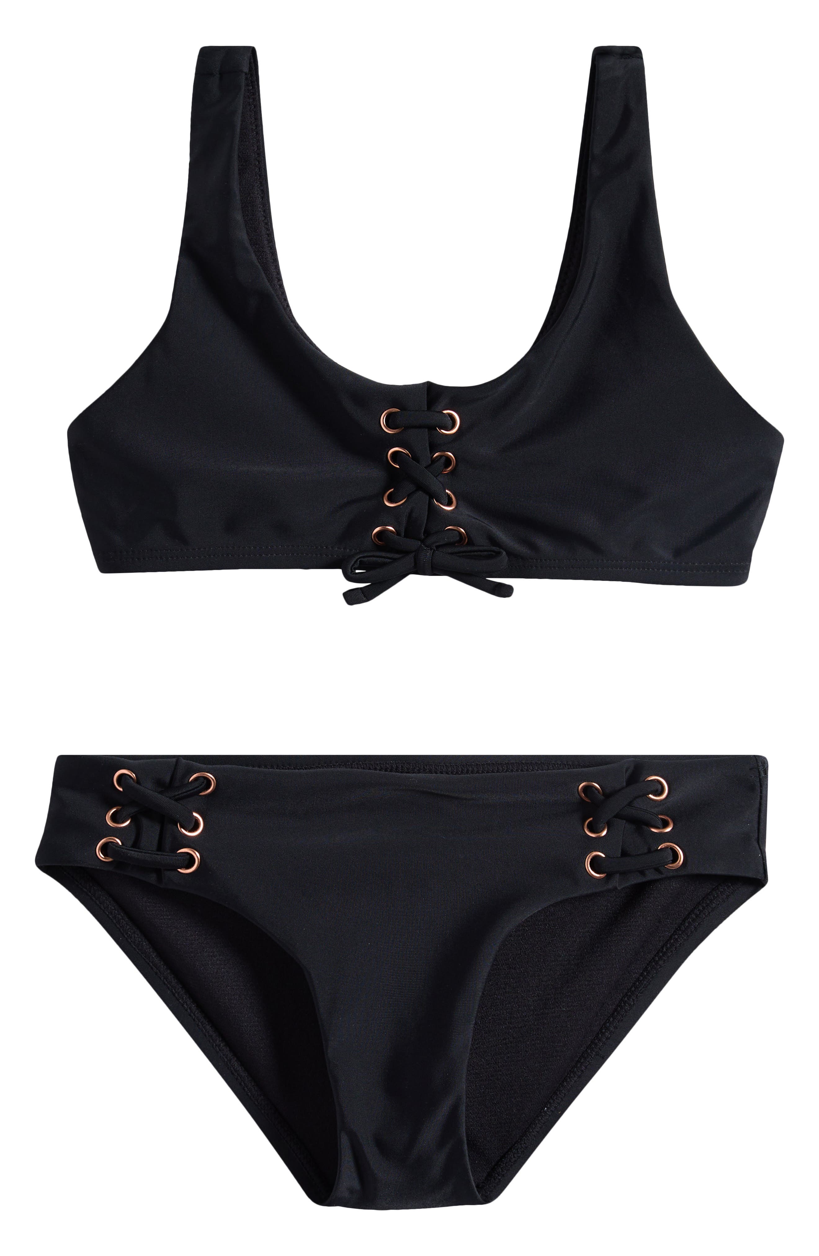 Raisins Kids' Newport Solid Lace Detail Swimsuit - 2-Piece Set