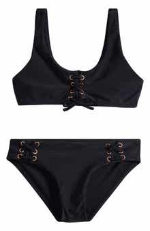 Raisins Kids' Newport Solid Lace Detail Swimsuit - 2-Piece Set