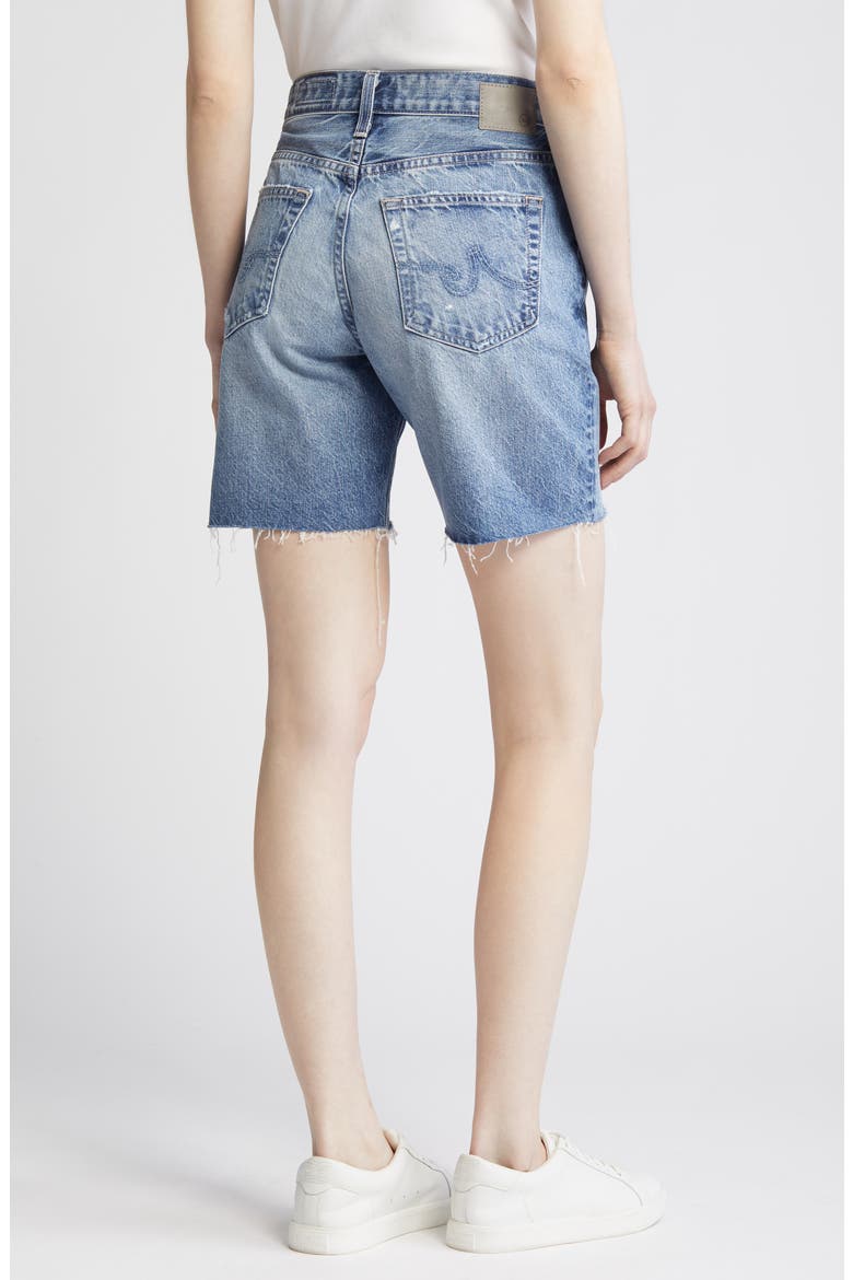 Ex-Boyfriend Raw Hem Mid Length Denim Shorts, Alternate, color, MYTH