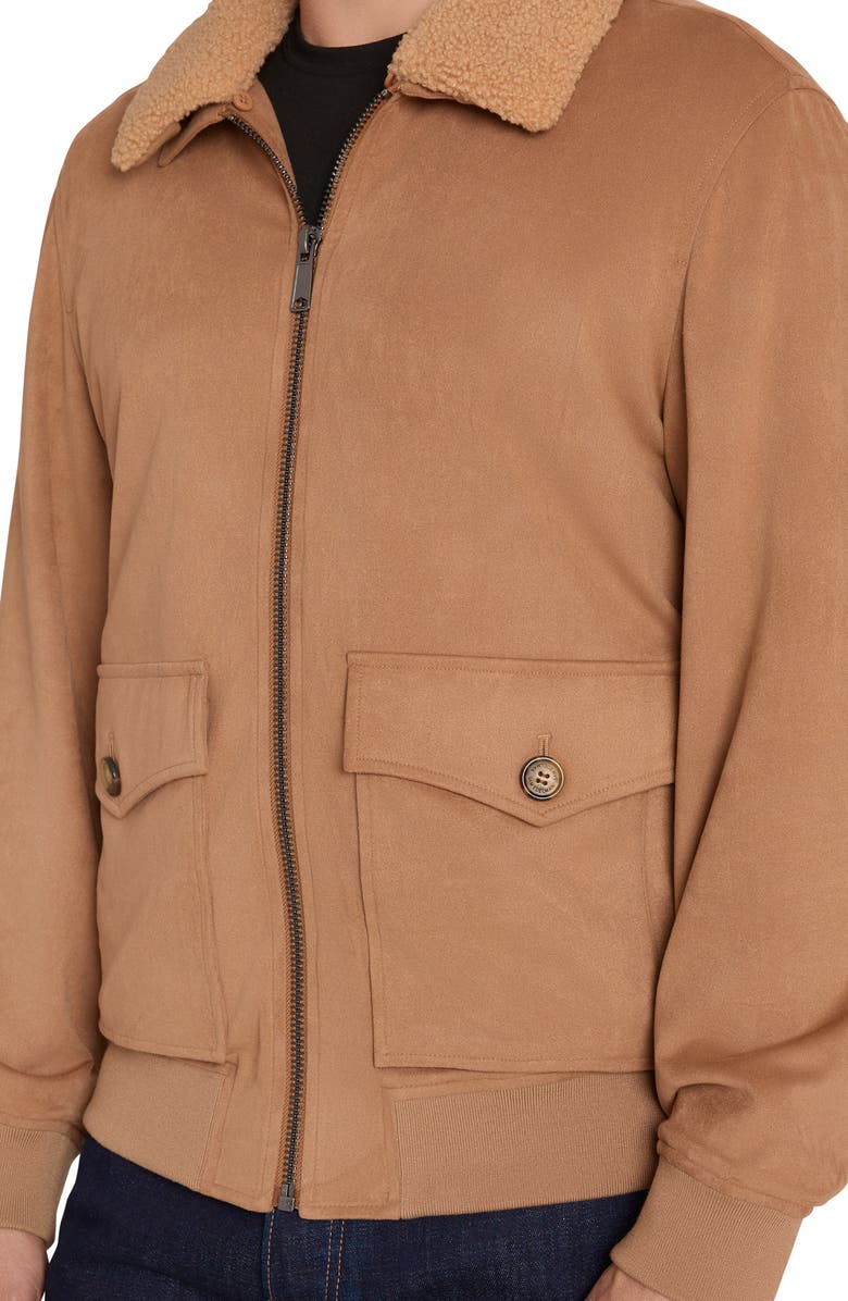 Sam Edelman Sueded Bomber Jacket with Removable Fleece Collar, Alternate, color, 