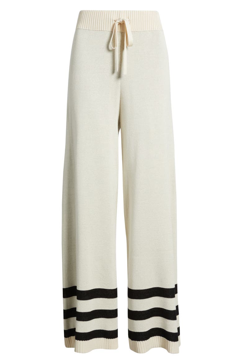 Stripe Leg Sweater Pants, Alternate, color, SAND