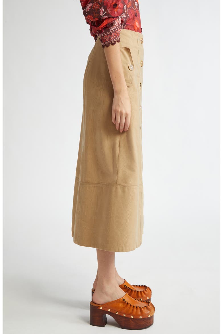 Double Breasted Button Front Skirt, Alternate, color, BROWN