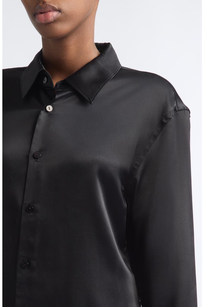 Molten Satin Button-Down Shirt, Alternate, color, TAR