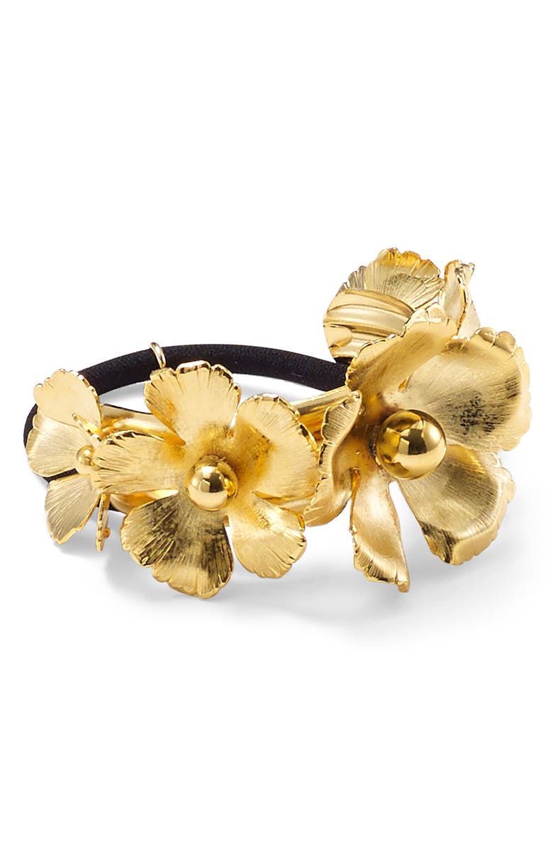 LELET NY Eden Floral Ponytail Cuff, Main, color, Gold