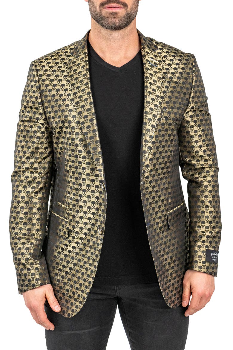 Skullrepeat Green Jacquard Blazer, Alternate, color, GREEN
