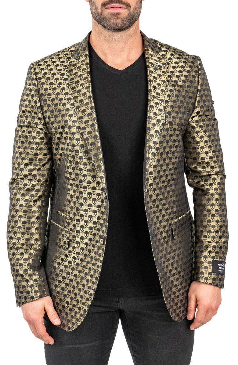 Maceoo Skullrepeat Green Jacquard Blazer, Alternate, color, Green