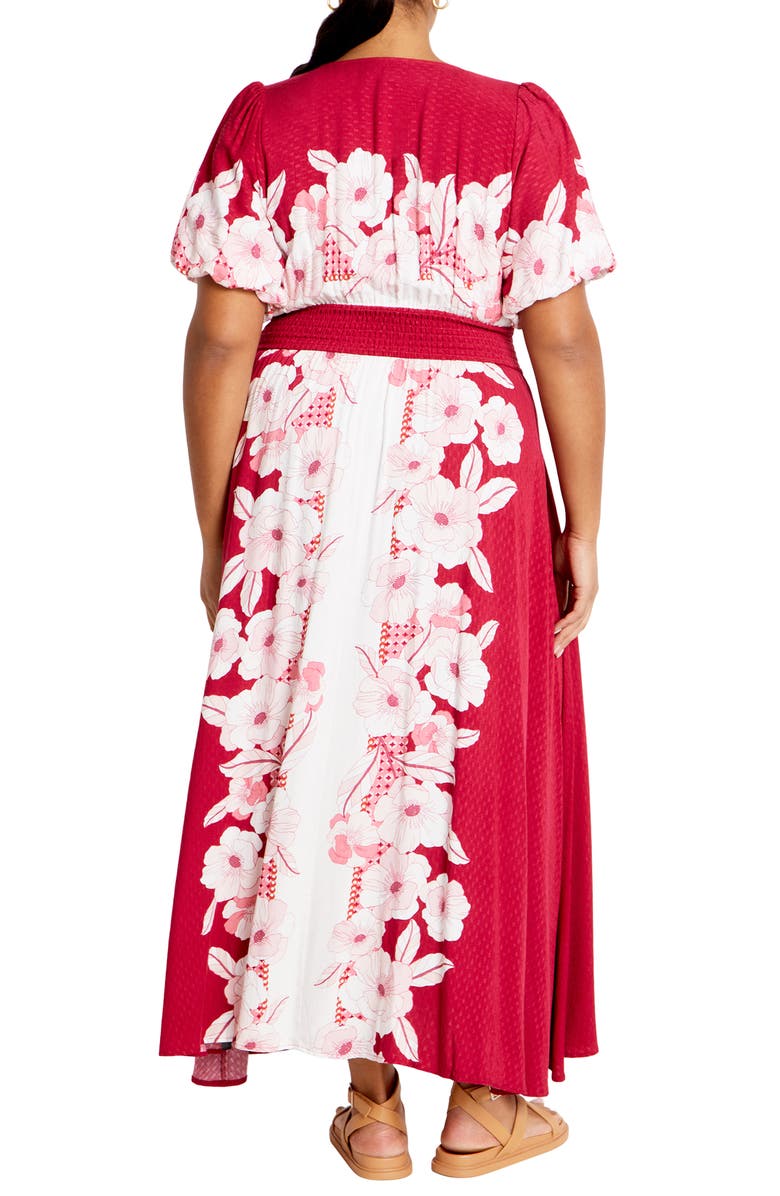 City Chic Sybelle Shirred Waist Print Maxi Dress, Alternate, color, 