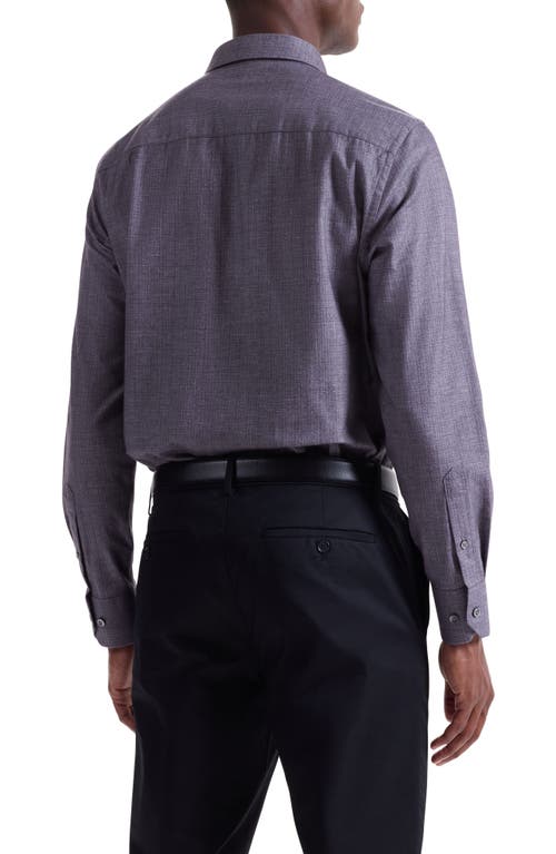 Bugatchi Julian Shaped Fit Brushed Mélange Button-up Shirt In Purple