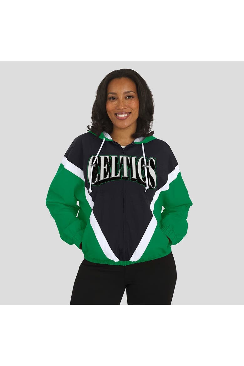 Women's WEAR by Erin Andrews  Black/Kelly Green Boston Celtics Colorblock Full-Zip Hoodie Windbreaker Jacket, Alternate, color, Black