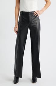 CITY BLUES Pintuck Faux Leather Wide Leg Pants