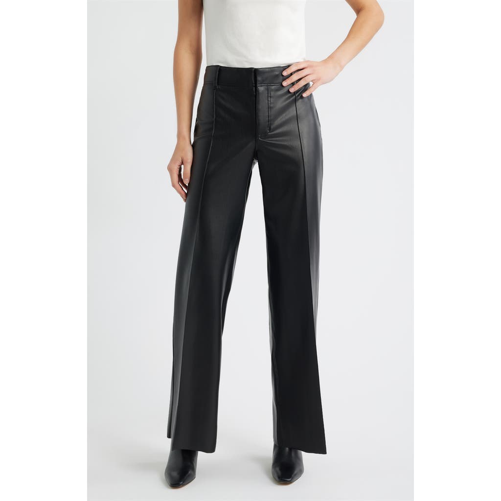 City Blues Pintuck Faux Leather Wide Leg Pants In Black