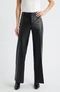 CITY BLUES Pintuck Faux Leather Wide Leg Pants