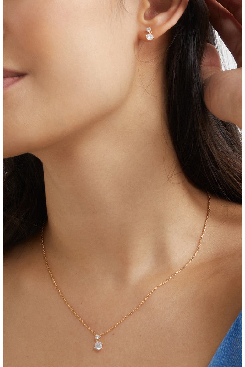 Stud Earrings & Pendant Necklace Set, Alternate, color, GOLD