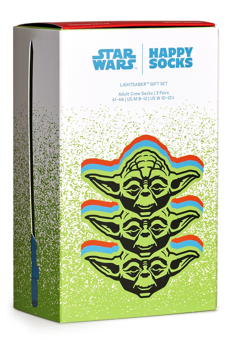 x Star Wars Assorted 3-Pack Lightsaber™ Socks Gift Box, Alternate, color, BLACK