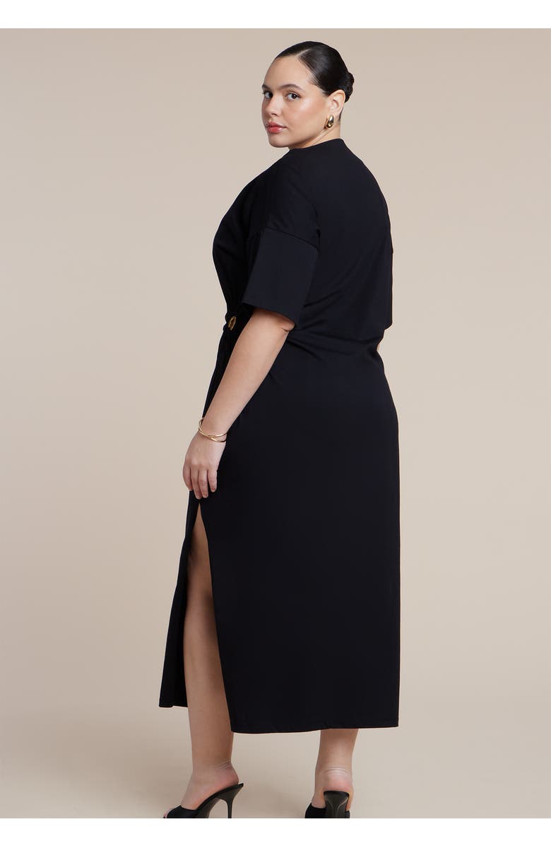 ELOQUII Relaxed Maxi Dress With O Ring, Alternate, color, Black Onyx