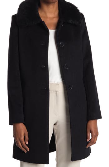 Sofia Cashmere Toscana Genuine Shearling Club Collar Jacket In Black