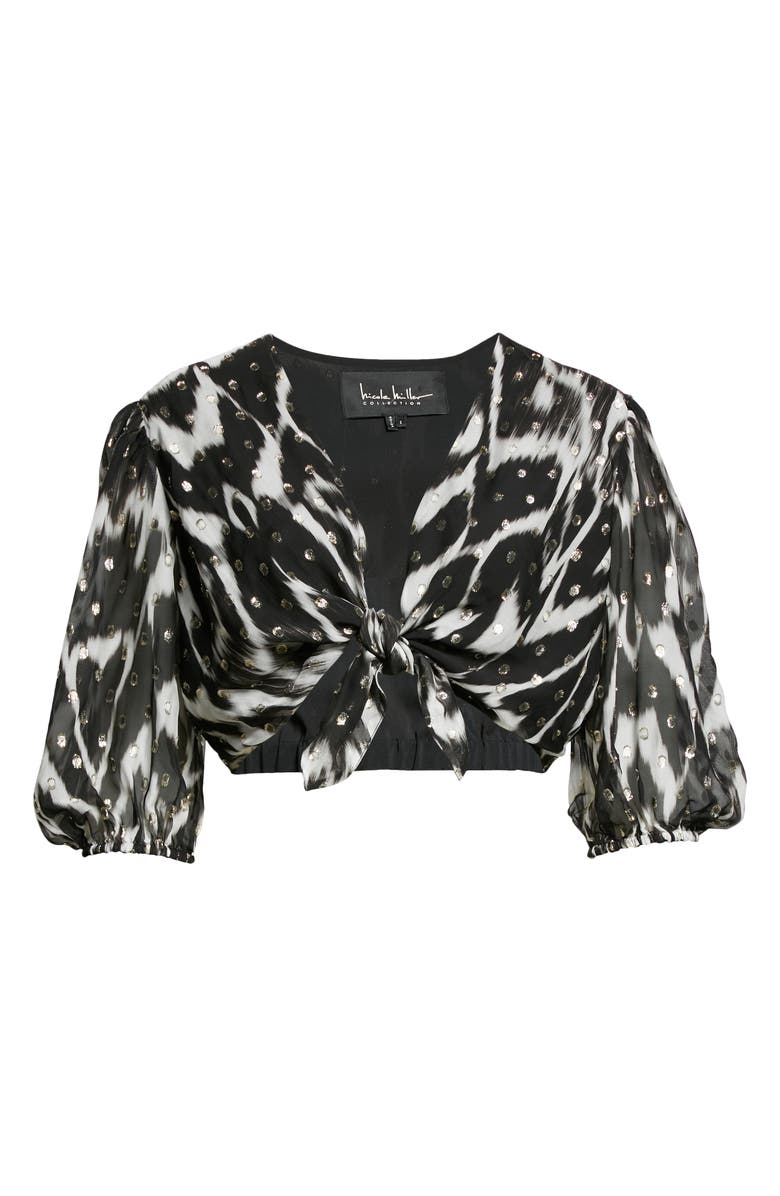 Nicole Miller Metallic Ikat Crop Top, Alternate, color, 
